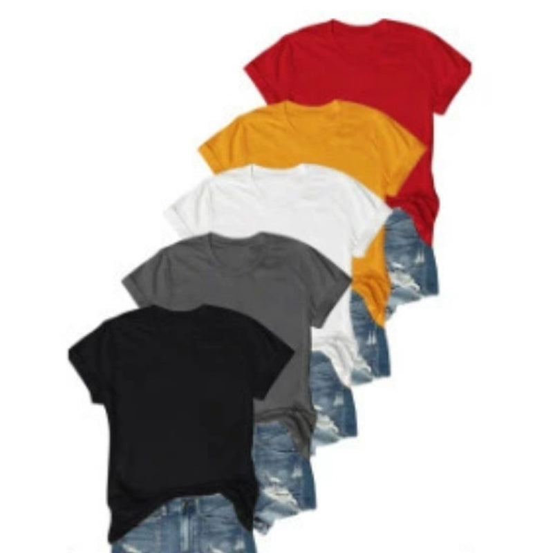 💶Nur 6 € pro Stück!!  5er-Pack Unifarbene Basic T-Shirts aus Baumwolle – Vielseitige Klassiker für deinen Kleiderschrank 🧳