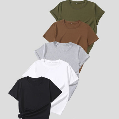 💶Nur 6 € pro Stück!!  5er-Pack Unifarbene Basic T-Shirts aus Baumwolle – Vielseitige Klassiker für deinen Kleiderschrank 🧳