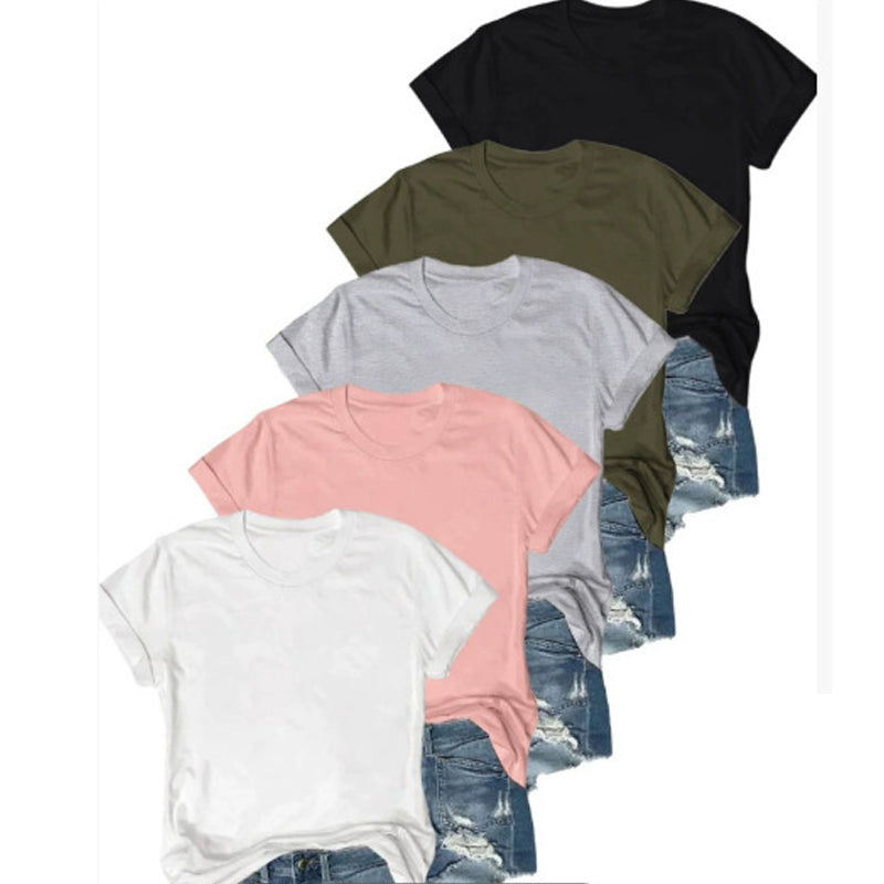 💶Nur 6 € pro Stück!!  5er-Pack Unifarbene Basic T-Shirts aus Baumwolle – Vielseitige Klassiker für deinen Kleiderschrank 🧳