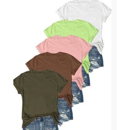 💶Nur 6 € pro Stück!!  5er-Pack Unifarbene Basic T-Shirts aus Baumwolle – Vielseitige Klassiker für deinen Kleiderschrank 🧳