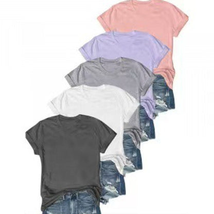 💶Nur 6 € pro Stück!!  5er-Pack Unifarbene Basic T-Shirts aus Baumwolle – Vielseitige Klassiker für deinen Kleiderschrank 🧳