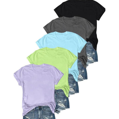💶Nur 6 € pro Stück!!  5er-Pack Unifarbene Basic T-Shirts aus Baumwolle – Vielseitige Klassiker für deinen Kleiderschrank 🧳