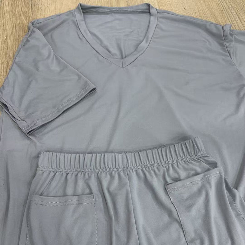 🌞50% Rabatt—nur noch wenige Teile auf Lager!💎Damen Lounge-Set mit V-Ausschnitt – Knitterfrei & Seidig Weich für Deinen Wohlfühl-Moment