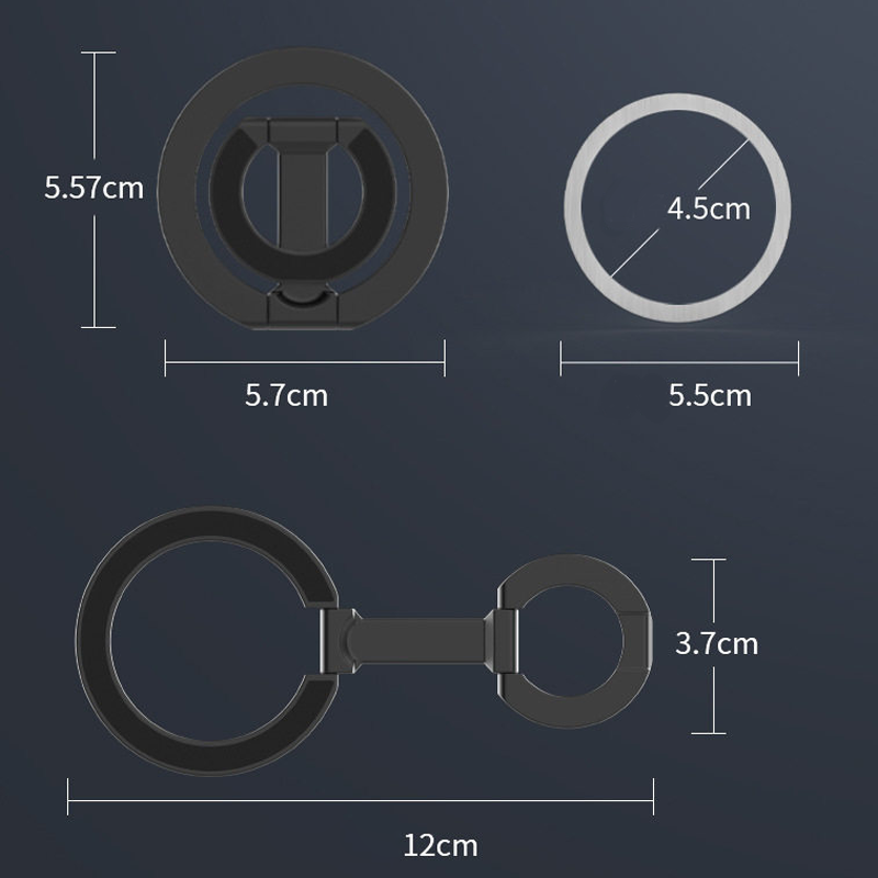 Hochwertiger doppelseitiger magnetischer Ring-Faltständer – Aus Zinklegierung, starker Magnet