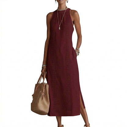 ✨2026 NEUHEIT – 50% RABATT 💖 Damen Neckholder-Midikleid mit Spitzeneinsat
