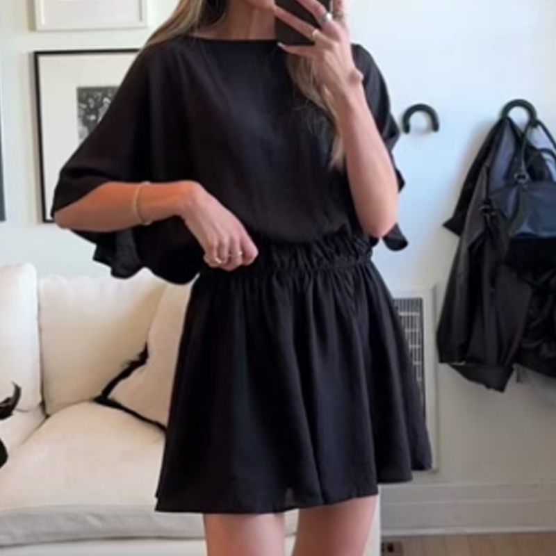 ✨Diese Woche im Angebot | Damen Freizeitkleid mit Fledermausärmeln – schulterfrei + Gummibund 🌸👗
