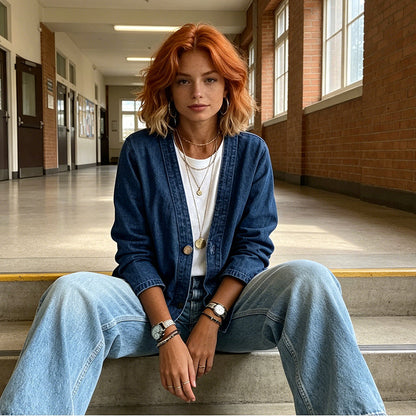 ⏰ 50% Rabatt – Nur für kurze Zeit! Damen Freizeit V-Neck Jeansjacke | Weich & atmungsaktiv – Perfekt für jeden Tag 🌸