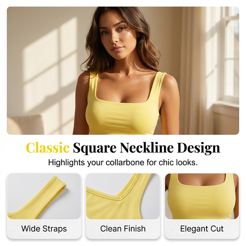 Women's Casual Square Neck Tank Top