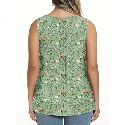 👚 50% RABATT! 🌸 Ärmelloses Top mit Print & Knöpfen für Damen – Leichter Stoff, Lässiger Look & Perfekt Für Warme Tage ☀️
