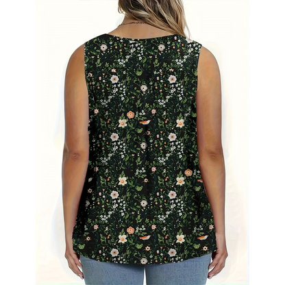 👚 50% RABATT! 🌸 Ärmelloses Top mit Print & Knöpfen für Damen – Leichter Stoff, Lässiger Look & Perfekt Für Warme Tage ☀️