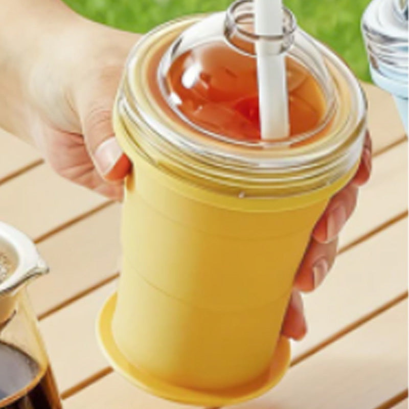☀️ Sommerlicher Erfrischungsheld! Tragbarer Silikon-Eiskugelbecher | Mit Strohhalm, faltbar & auslaufsicher 🧊💧