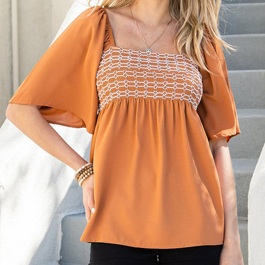 💥 49% erspart – Nur diese Woche! Elegantes Top mit eckigem Ausschnitt & Flatterärmeln | Figurschmeichelnd & vielseitig ☀️💐