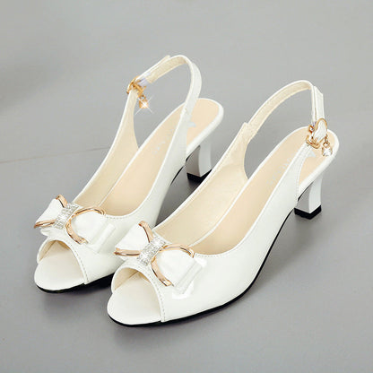 👡50% Rabatt – Elegante Damensandalen | Schleifendetail + PU-Obermaterial, ideal für Sommer & Büro ✨