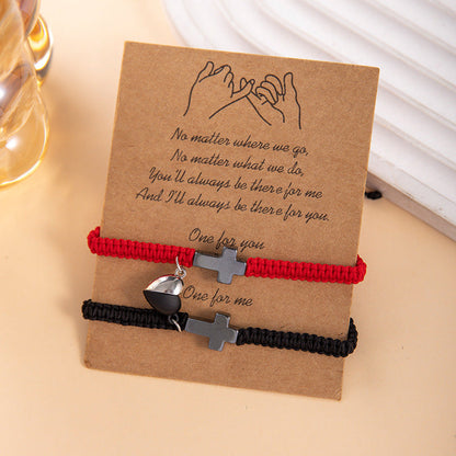 💕Magnetisches Herz-Kreuz-Paararmband-Set 🧲✝️