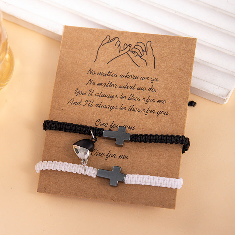 💕Magnetisches Herz-Kreuz-Paararmband-Set 🧲✝️