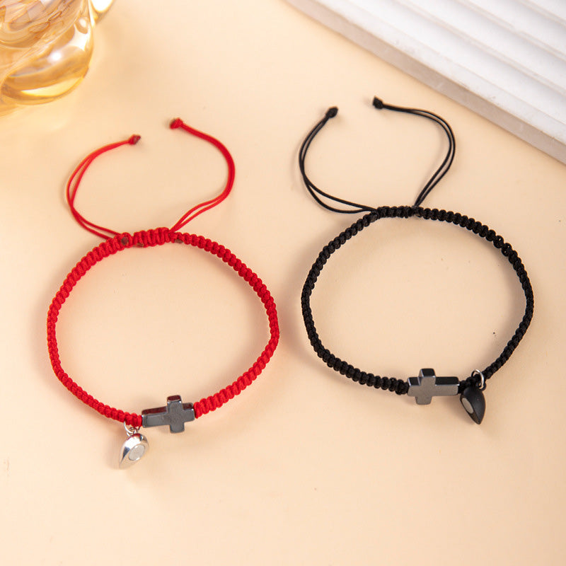💕Magnetisches Herz-Kreuz-Paararmband-Set 🧲✝️