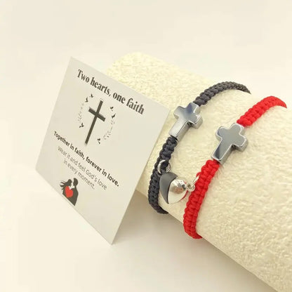 💕Magnetisches Herz-Kreuz-Paararmband-Set 🧲✝️