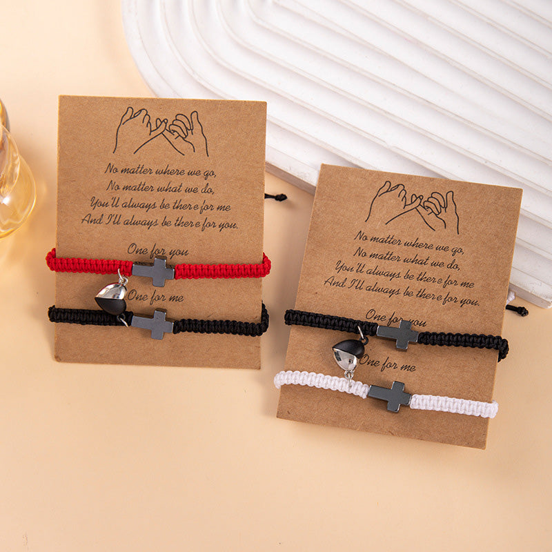💕Magnetisches Herz-Kreuz-Paararmband-Set 🧲✝️