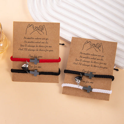 💕Magnetisches Herz-Kreuz-Paararmband-Set 🧲✝️