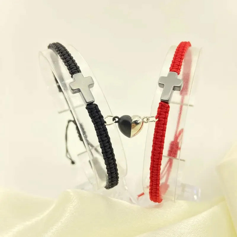 💕Magnetisches Herz-Kreuz-Paararmband-Set 🧲✝️