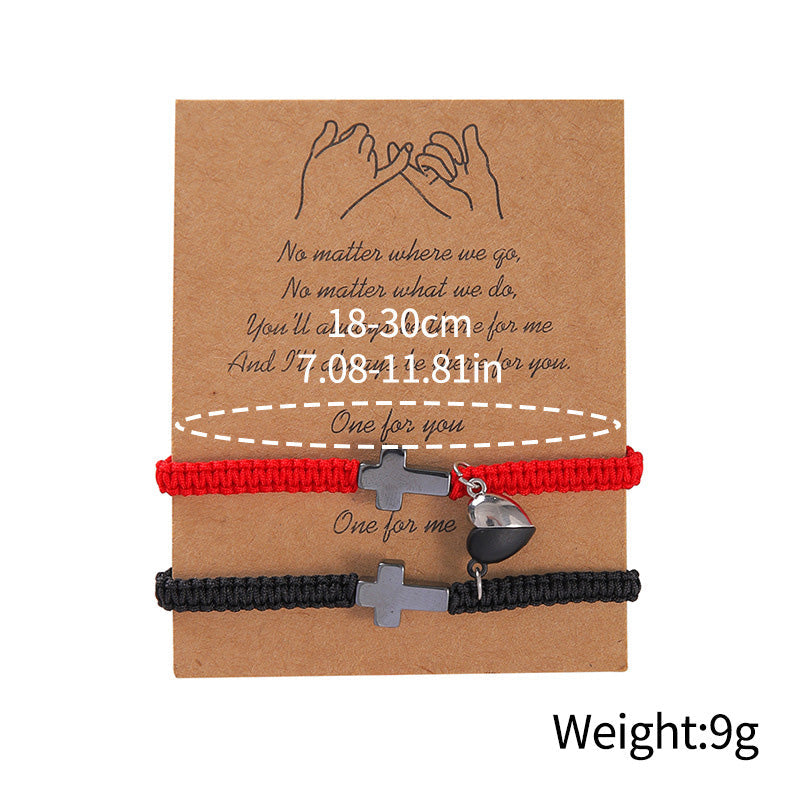 💕Magnetisches Herz-Kreuz-Paararmband-Set 🧲✝️