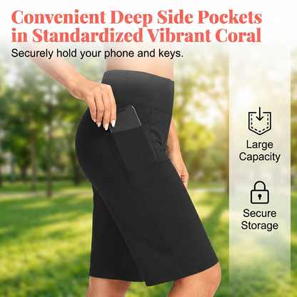 👖 Hoch taillierte Shorts für Büro & Sport | Tiefe Seitentaschen + knielange Länge – perfekt für Arbeit und Yoga gleichermaßen ✨