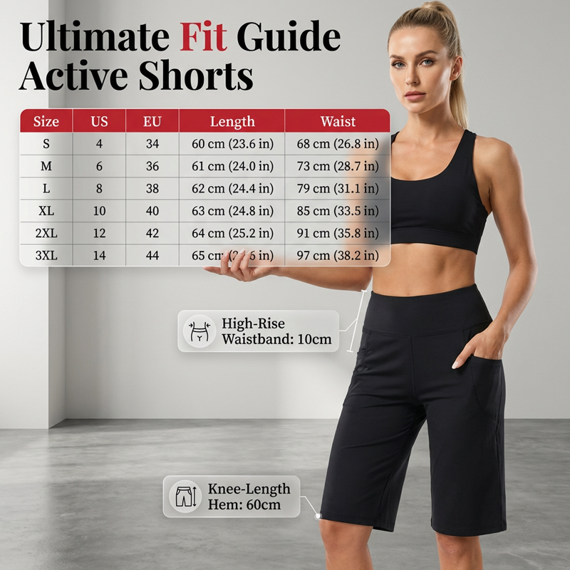 👖 Hoch taillierte Shorts für Büro & Sport | Tiefe Seitentaschen + knielange Länge – perfekt für Arbeit und Yoga gleichermaßen ✨