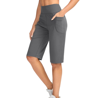 👖 Hoch taillierte Shorts für Büro & Sport | Tiefe Seitentaschen + knielange Länge – perfekt für Arbeit und Yoga gleichermaßen ✨