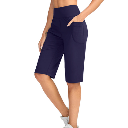 👖 Hoch taillierte Shorts für Büro & Sport | Tiefe Seitentaschen + knielange Länge – perfekt für Arbeit und Yoga gleichermaßen ✨