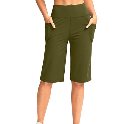 👖 Hoch taillierte Shorts für Büro & Sport | Tiefe Seitentaschen + knielange Länge – perfekt für Arbeit und Yoga gleichermaßen ✨