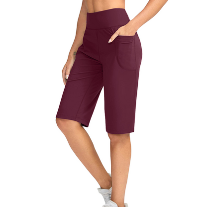 👖 Hoch taillierte Shorts für Büro & Sport | Tiefe Seitentaschen + knielange Länge – perfekt für Arbeit und Yoga gleichermaßen ✨