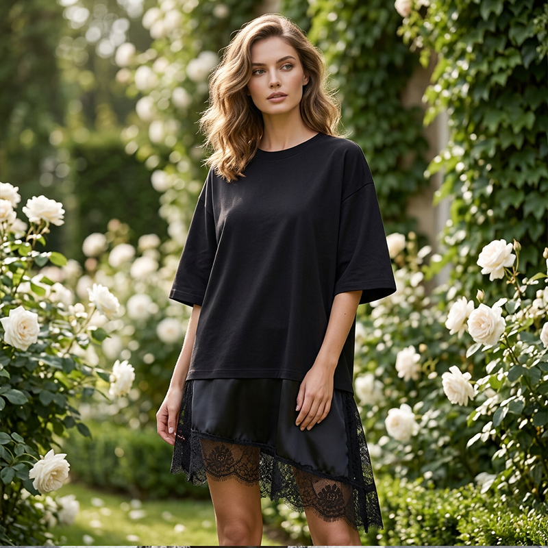 ⏰50% Rabatt!👚2026er Neuheit – Rundhals-Oberteil mit Spitzensaum Asymmetrisches Design, feminin & elegant – perfekt für Freizeit und Dates ✨