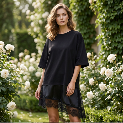 ⏰50% Rabatt!👚2026er Neuheit – Rundhals-Oberteil mit Spitzensaum Asymmetrisches Design, feminin & elegant – perfekt für Freizeit und Dates ✨