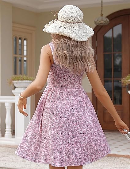 50 % Rabatt! 🌸 Quadratischer Ausschnitt Blumenkleid | A-Linie + geraffter, elastischer Oberteil + mit Taschen – Frühling/Sommer Must-have ☀️👗