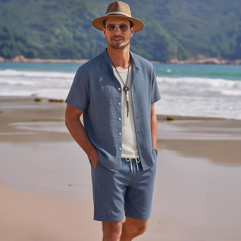 🧵☀️ 50% Sommer-Rabatt | Herren Sommer-Zweiteiler – Leichter Stoff, knitterarm