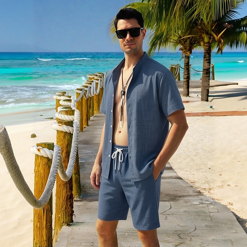 🧵☀️ 50% Sommer-Rabatt | Herren Sommer-Zweiteiler – Leichter Stoff, knitterarm