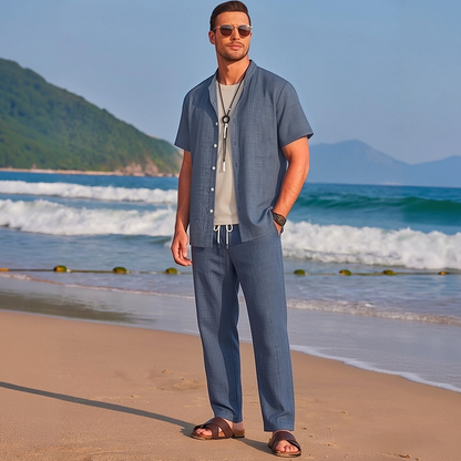 🧵☀️ 50% Sommer-Rabatt | Herren Sommer-Zweiteiler – Leichter Stoff, knitterarm