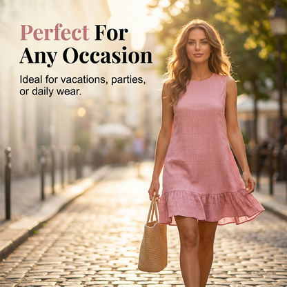 ✨ 50% Rabatt! 💃 Sommerliches, vielseitiges trägerloses Hemdchenkleid mit Rüschensaum – trägerlos, runder Ausschnitt, weich & atmungsaktiv