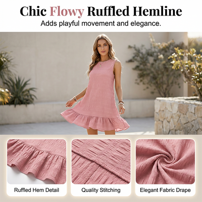 ✨ 50% Rabatt! 💃 Sommerliches, vielseitiges trägerloses Hemdchenkleid mit Rüschensaum – trägerlos, runder Ausschnitt, weich & atmungsaktiv
