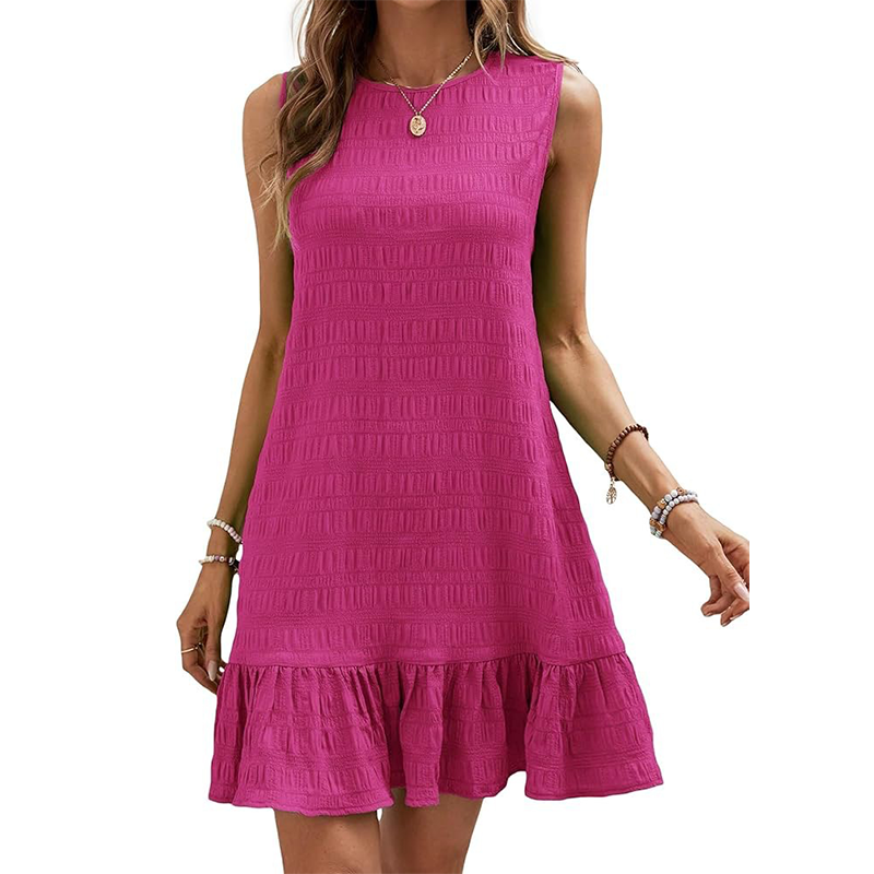✨ 50% Rabatt! 💃 Sommerliches, vielseitiges trägerloses Hemdchenkleid mit Rüschensaum – trägerlos, runder Ausschnitt, weich & atmungsaktiv