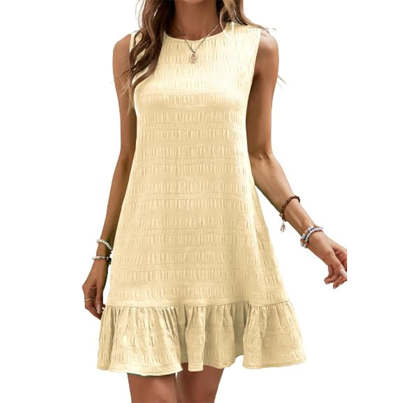 ✨ 50% Rabatt! 💃 Sommerliches, vielseitiges trägerloses Hemdchenkleid mit Rüschensaum – trägerlos, runder Ausschnitt, weich & atmungsaktiv