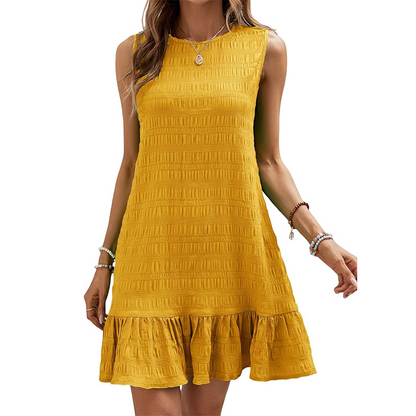 ✨ 50% Rabatt! 💃 Sommerliches, vielseitiges trägerloses Hemdchenkleid mit Rüschensaum – trägerlos, runder Ausschnitt, weich & atmungsaktiv