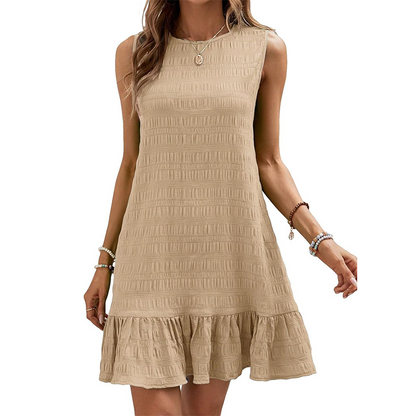 ✨ 50% Rabatt! 💃 Sommerliches, vielseitiges trägerloses Hemdchenkleid mit Rüschensaum – trägerlos, runder Ausschnitt, weich & atmungsaktiv