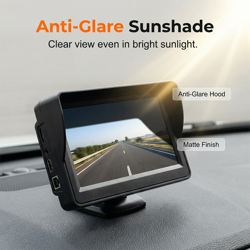 🚗 Automatischer Rückfahrbildschirm – Rückfahrkamera + Unterhaltung | 4,3 Zoll HD-Display | 9V–35V Spannungsbereich 🔋✨