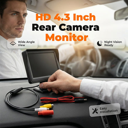 🚗 Automatischer Rückfahrbildschirm – Rückfahrkamera + Unterhaltung | 4,3 Zoll HD-Display | 9V–35V Spannungsbereich 🔋✨
