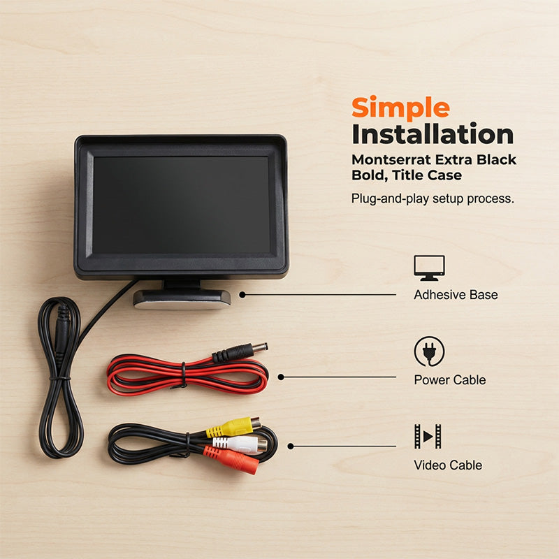 🚗 Automatischer Rückfahrbildschirm – Rückfahrkamera + Unterhaltung | 4,3 Zoll HD-Display | 9V–35V Spannungsbereich 🔋✨