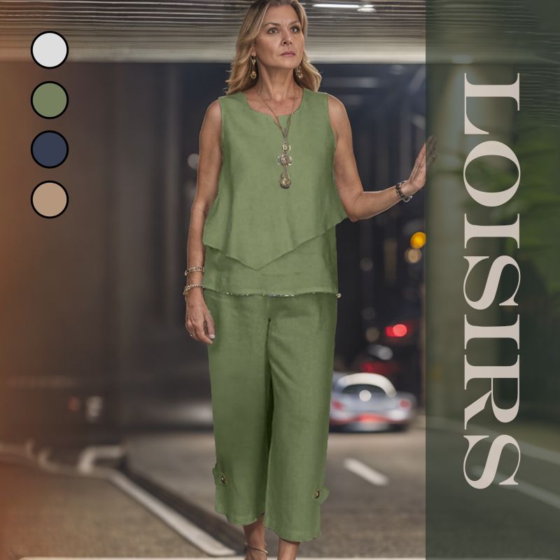 ✨50 % Rabatt! Set mit ärmellosem Oberteil & weiten 7/8-Hosen – Sommer-Zweiteiler | Luftig & elegant, vielseitig & bequem 💨👖