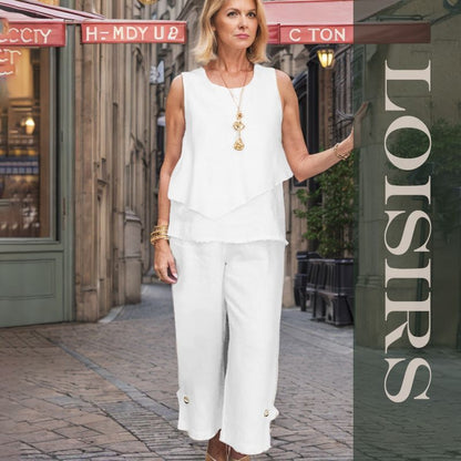 ✨50 % Rabatt! Set mit ärmellosem Oberteil & weiten 7/8-Hosen – Sommer-Zweiteiler | Luftig & elegant, vielseitig & bequem 💨👖