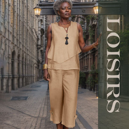 ✨50 % Rabatt! Set mit ärmellosem Oberteil & weiten 7/8-Hosen – Sommer-Zweiteiler | Luftig & elegant, vielseitig & bequem 💨👖