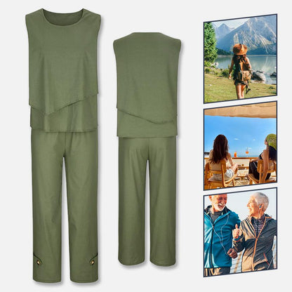 ✨50 % Rabatt! Set mit ärmellosem Oberteil & weiten 7/8-Hosen – Sommer-Zweiteiler | Luftig & elegant, vielseitig & bequem 💨👖